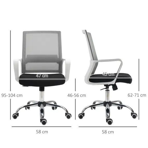 Buy Ergonomic Office Chair Adjustable Height Breathable Mesh Desk Chair w/Armrest and 360В° Swivel Castor Wheels Black, 2 image