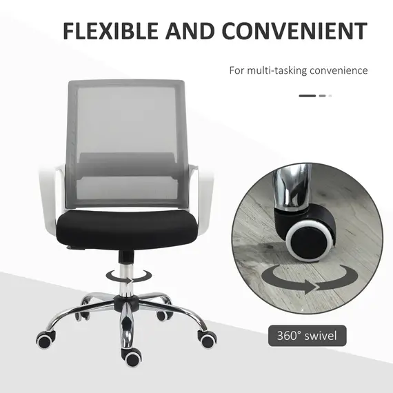 Buy Ergonomic Office Chair Adjustable Height Breathable Mesh Desk Chair w/Armrest and 360В° Swivel Castor Wheels Black, 5 image