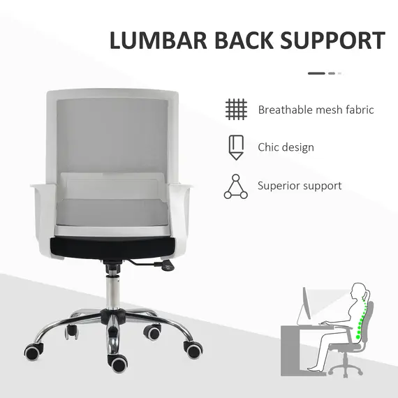Buy Ergonomic Office Chair Adjustable Height Breathable Mesh Desk Chair w/Armrest and 360В° Swivel Castor Wheels Black, 6 image