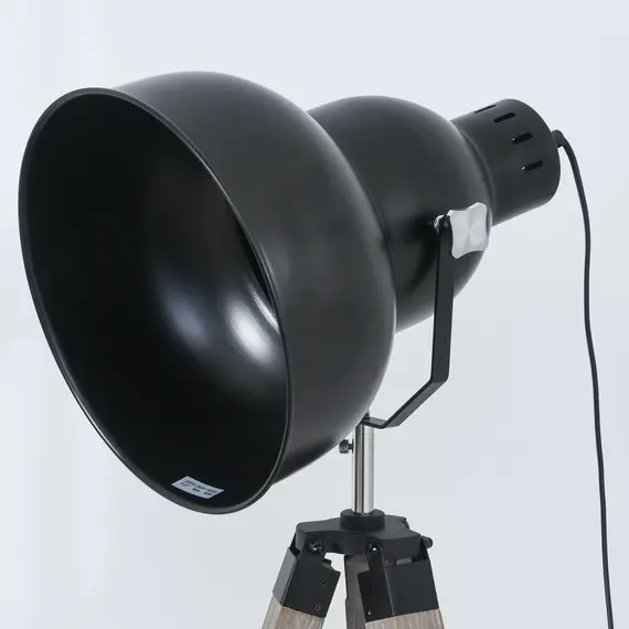 Buy Industrial Tripod Base Cone Floor Lamp w/ Wood Legs Metal Shade Power Switch Adjustable Height Angle Styling Lighting Furniture Vintage Retro, 6 image