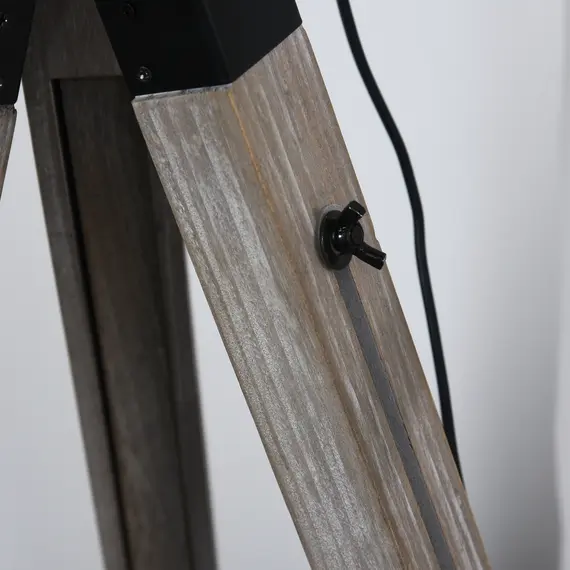 Buy Industrial Tripod Base Cone Floor Lamp w/ Wood Legs Metal Shade Power Switch Adjustable Height Angle Styling Lighting Furniture Vintage Retro, 8 image