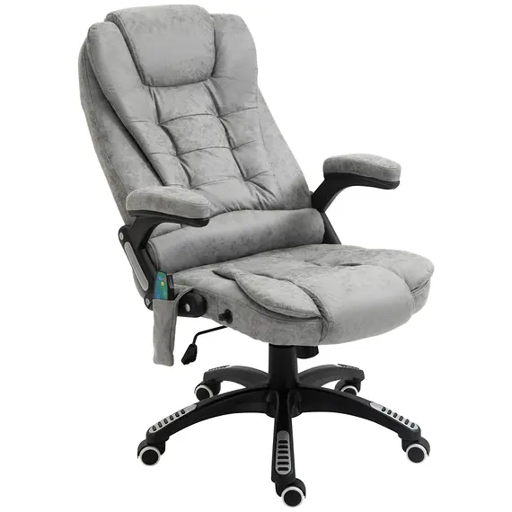 Buy Vinsetto Massage Office Chair Recliner Ergonomic Gaming Heated Home Office Padded  Leathaire Fabric & Swivel Base Grey