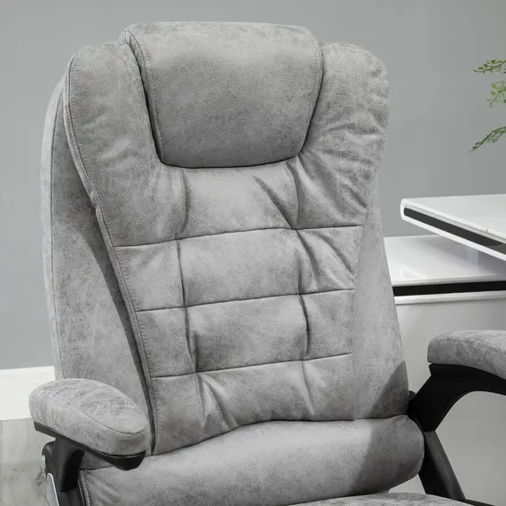 Buy Vinsetto Massage Office Chair Recliner Ergonomic Gaming Heated Home Office Padded  Leathaire Fabric & Swivel Base Grey, 8 image