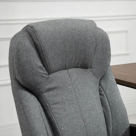 Buy Vinsetto Office Chair Linen Padded Ergonomic Office Chair w/ Swivel Adjustable Seat High Back Armrests Headrest Stylish Work Seat Rocking Grey, 8 image