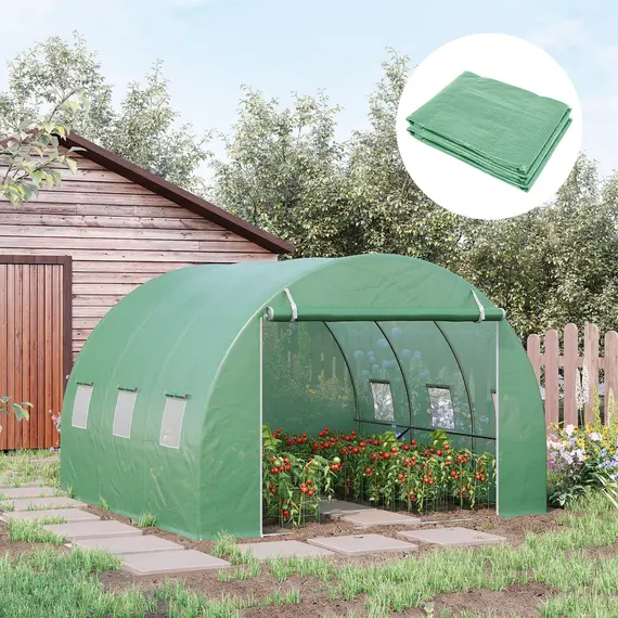 Buy 3m x 3m x 2m Greenhouse Replacement Cover ONLY Winter Garden Plant PE Cover for Tunnel Walk-in Greenhouse with Roll-up Windows