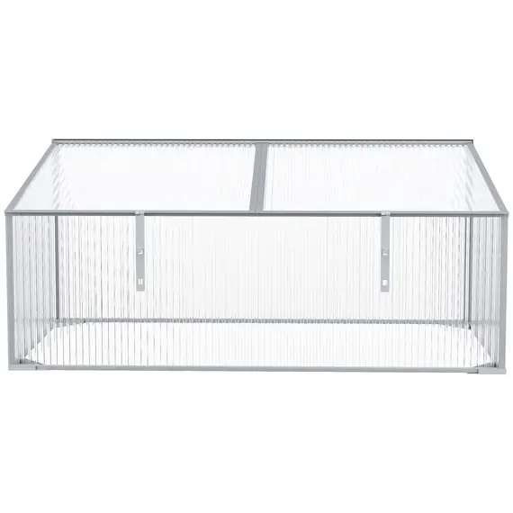 Buy Outsunny Garden Polycarbonate Cold Frame Greenhouse Grow House Flower Vegetable Plants Bed Aluminium Frame  99L x 60W x 44H cm, 6 image