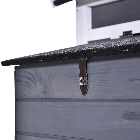 Buy PawHut Wooden Chicken Coop Backyard Hen Cage House Poultry with Comfortable Nesting Box Run Ramp Sliding Tray 175.4 x 95.5 x 100cm Grey, 7 image