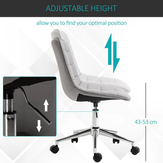 Buy Vinsetto Ergonomic Office Chair Desk Chair with Adjustable Height Soft Breathable Fabric 360В° Casters, Grey, 4 image