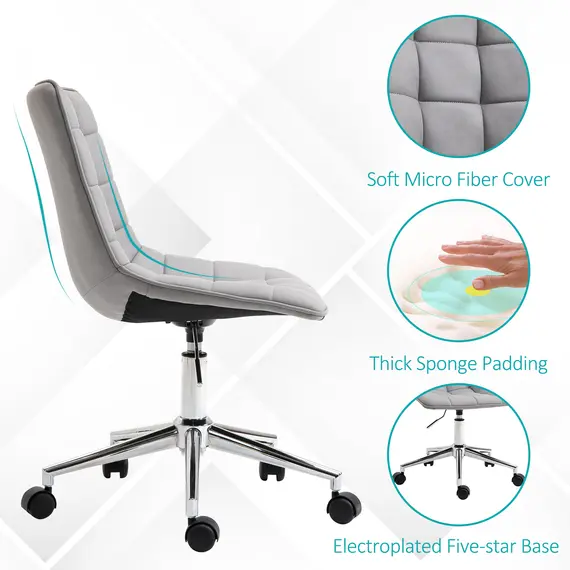 Buy Vinsetto Ergonomic Office Chair Desk Chair with Adjustable Height Soft Breathable Fabric 360В° Casters, Grey, 5 image