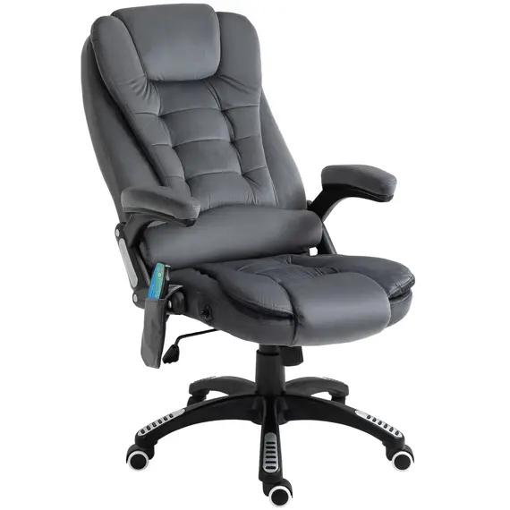 Buy Vinsetto Massage Office Chair Recliner Ergonomic Gaming Heated Home Office Padded  Velvet-Feel Fabric & Swivel Base Grey