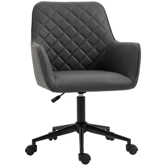 Buy Office Desk Chair, Leather-Feel Fabric Computer Swivel Chair with Rolling Wheels and Adjustable Height for Home, Grey