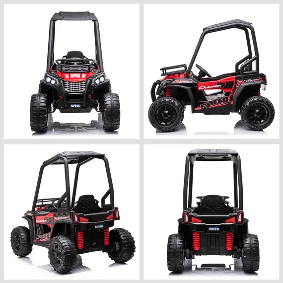 Buy HOMCOM 12V Battery-powered Kids Electric Ride On Car Off-road UTV Toy 3-6 km/h with High Roof Parental Remote Control Lights MP3 Suspension Wheels Red, 7 image