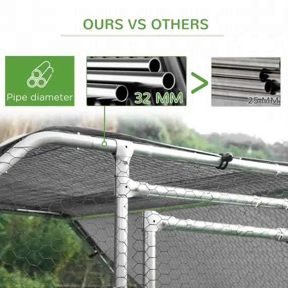 Buy PawHut Walk-In Chicken Coop Run Cage Large Metal Chicken House w/ Cover Outdoor, 280W x 190D x 195H cm, 6 image
