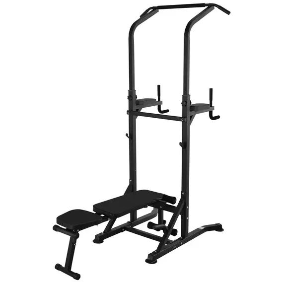 Buy Pull Up Station with Adjustable Weight Bench, Dip Station and Barbell Rack, Multi-Function Power Tower Free Standing Pull Up Bar for Home Gym