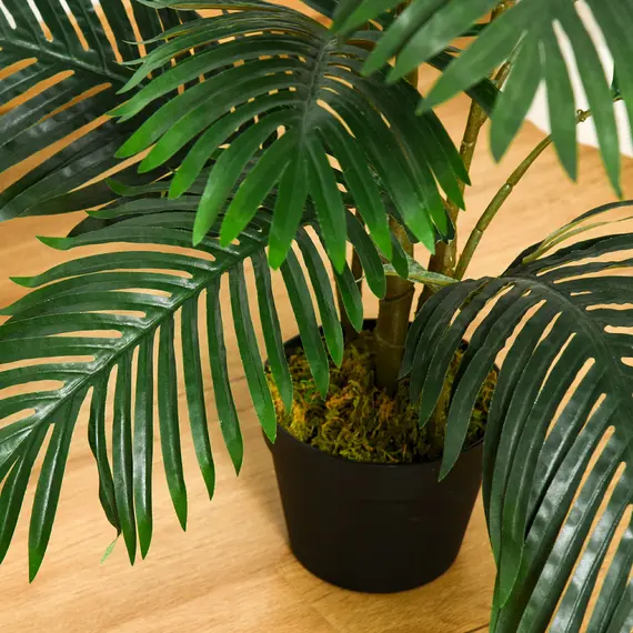 Buy 140cm/4.6FT Artificial Palm Plant Decorative Tree w/ 20 Leaves Nursery Pot Fake Plastic Indoor Outdoor Greenery Home Office DГ©cor, 8 image