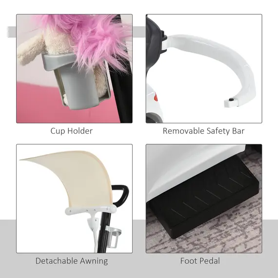 Buy 3 in 1 Ride On Push Along Car Mercedes Benz for Toddlers Stroller Sliding Walking Car with Horn Sound Safety Bar for 1-3 Years, 6 image