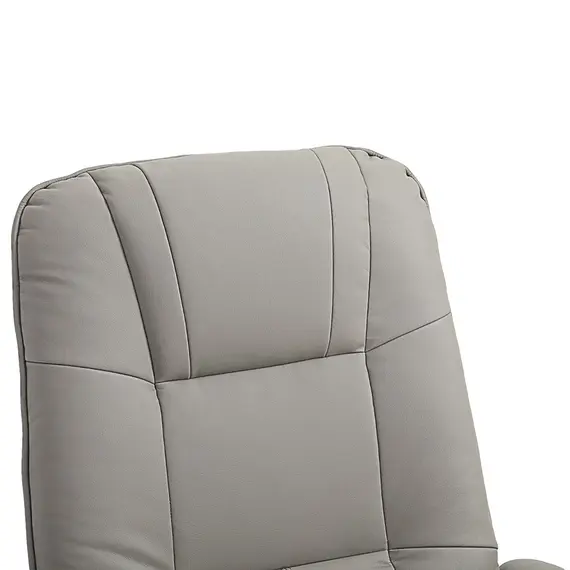 Buy HOMCOM Manual Recliner Chair Armchair Sofa with Faux Leather Upholstered, Wood Base for Living Room Bedroom, Grey, 7 image