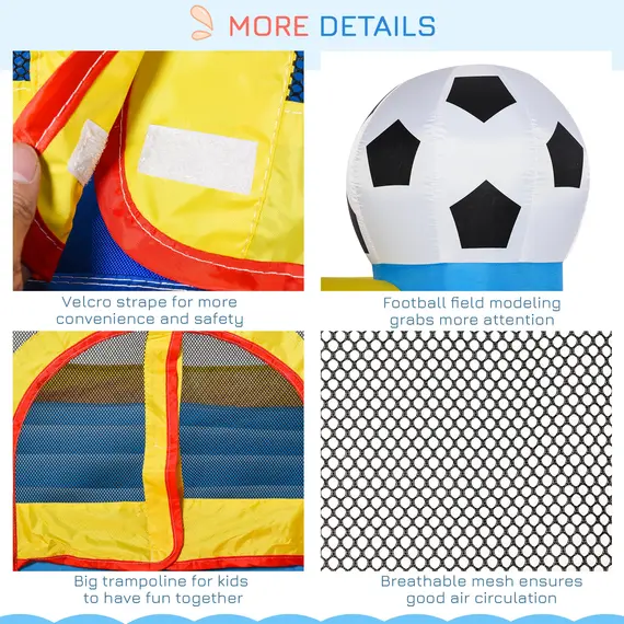 Buy Outsunny Kids Bouncy Castle House Inflatable Trampoline with Blower for Kids Age 3-12 Football Field Design 2.25 x 2.2 x 1.95m, 4 image