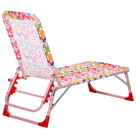 Buy Outsunny Lounge Chair for Kids Recliner Foldable Portable with Adjustable Backrest Outdoor Beach Pool Camping 118 x 40 x 24cm, 8 image