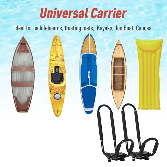 Buy 2 Pieces Kayak Roof Rack Universal Mount Cross Bar Carrier Roof Bars for Boat with Strap, 4 image