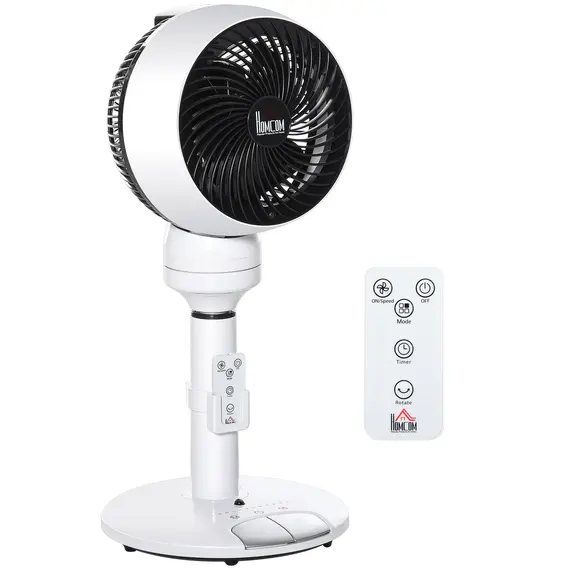 Buy 9'' Air Circulator Fan 3 Speed 3 Mode, 70° Oscillation 90° Vertical Tilt, Height Adjustable, Remote Controller, for Living Room, Bedroom, Office, Black and White