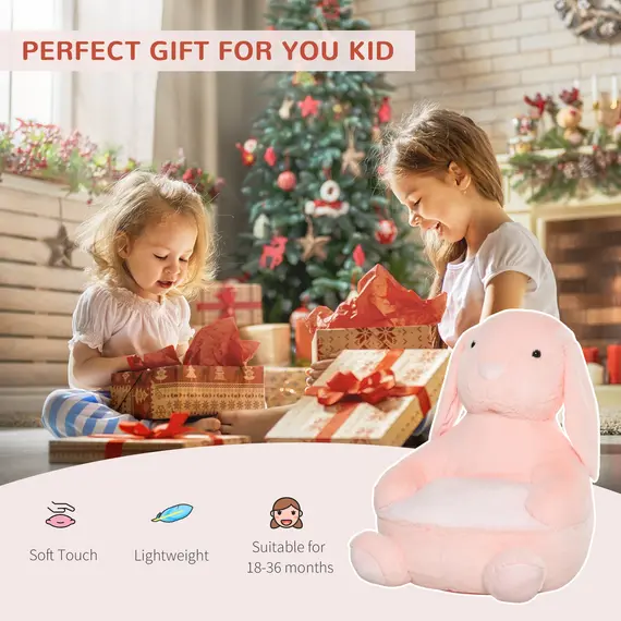 Buy Kids Sofa Chair Children Plush Armchair Stuffed Cute Rabbit Toy Support Seat Learning Sitting Baby Nest Sleeping Cushion 60 x 50 x 59cm Pink, 3 image