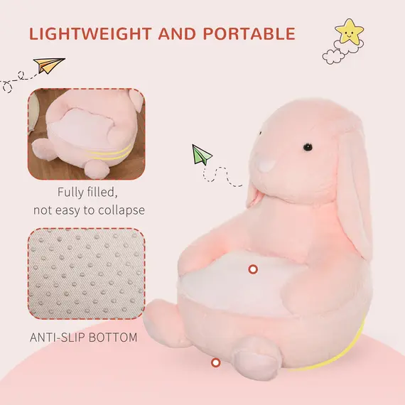 Buy Kids Sofa Chair Children Plush Armchair Stuffed Cute Rabbit Toy Support Seat Learning Sitting Baby Nest Sleeping Cushion 60 x 50 x 59cm Pink, 4 image