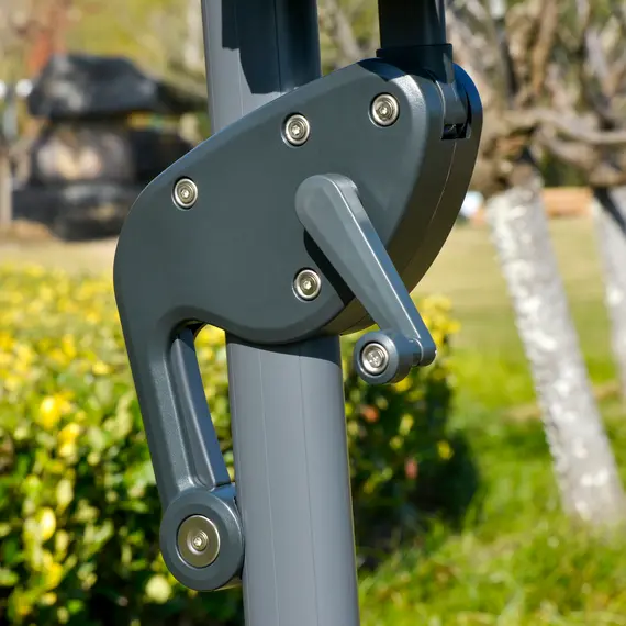 Buy Outsunny 3m Cantilever Roma Parasol Adjustable Garden Sun Umbrella with LED Solar Light, Aluminum Frame, Tilt & Crank, UV50+, Dark Grey, 8 image