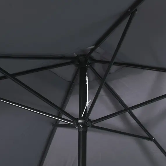 Buy Outsunny 3x2m Patio Umbrella Canopy Parasol Garden Tilt Crank Rectangular Sun Shade Steel Dark Grey, 8 image