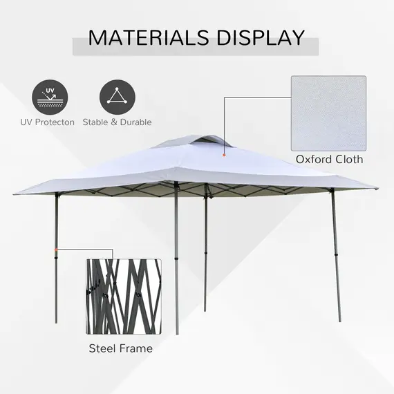 Buy Outsunny 4 x 4m Pop-up Canopy Gazebo Tent with Roller Bag & Adjustable Legs Outdoor Party, Steel Frame, White, 3 image