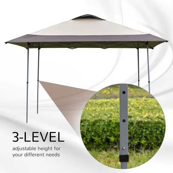 Buy Outsunny 4 x 4m Pop-up Canopy Gazebo Tent with Roller Bag & Adjustable Legs Outdoor Party, Steel Frame, Brown, 4 image
