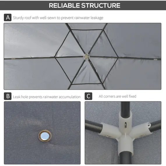 Buy Outsunny Netting Gazebo Hexagon Tent Patio Canopy Outdoor Shelter Party Activities Shade Resistant (Grey), 5 image