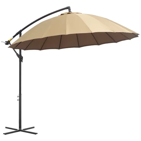 Buy 3(m) Cantilever Umbrella 18 Ribs & Vents Adjustable Angle for Patio Khaki