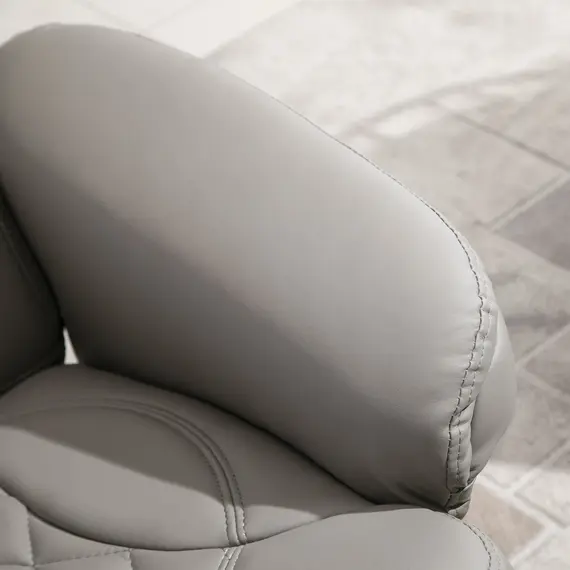 Buy HOMCOM PU Recliner Chair with Footrest, Headrest, Round Wood Base, Lounge Reading Armchair for Living Room, Bedroom, Office, Grey, 7 image
