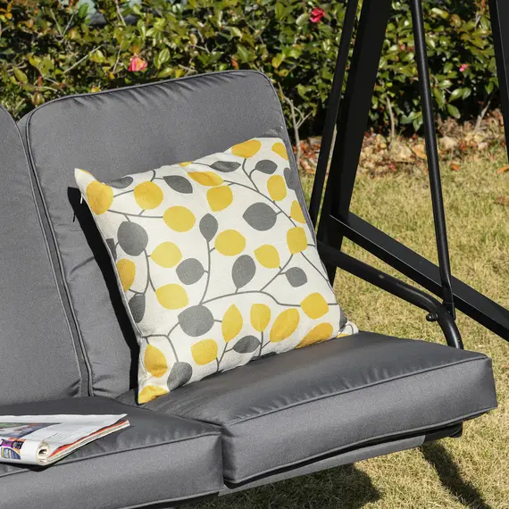 Buy Outsunny 2 Seater Covered Outdoor Swing Chair Lounger Hammock Bench with Cushion Tilt Canopy, Grey, 6 image