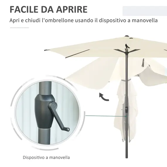 Buy Outsunny 3 x 2M Sun Parasols Umbrellas Garden Patio Tilt Sun Shade Outdoor Canopy Crank Aluminium, Beige, 4 image