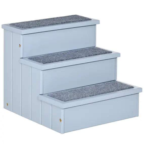 Buy 3 Step Wooden Dog Steps Pet Stairs for Dogs, Cat Ladder for Bed Couch with Storage Grey
