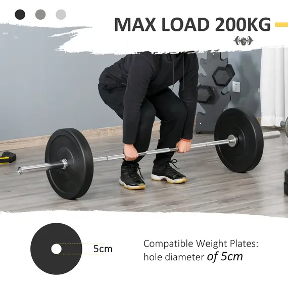 Buy HOMCOM 5cm Weight Lifting Barbell Bar with Anti-slip Hand Grip, Spring Collars, Solid Steel, Olympic Bar for Home Fitness Exercise Gym Equipment, 6 image