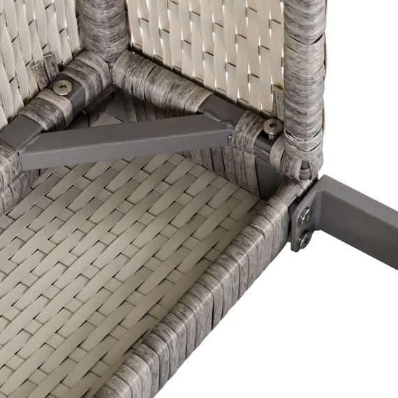 Buy Outsunny 2 Seater Patio Rattan Wicker Sofa Set Chaise Lounge Double Sofa Bed Furniture w/ Coffee Table & Footstool for Patios, Garden, Backyard, Grey, 8 image
