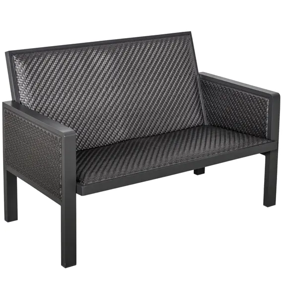 Buy Outsunny 4-Seater Aluminum PE Rattan Wicker Sofa Set Outdoor Conservatory Furniture Lawn Patio Coffee Table, Deep Grey, 7 image