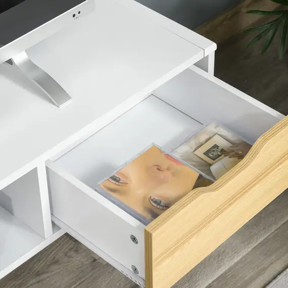 Buy TV Stand Cabinet Unit for TVs up to 50 Inch with 2 Drawers and Storage Compartment Entertainment Console for Living Room, 6 image