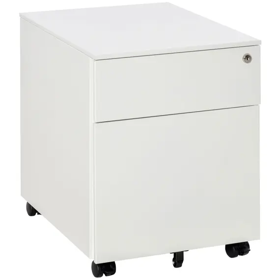 Buy 2-Drawer Vertical File Cabinet, Lockable Steel Filing Cabinet with Pencil Tray and Hanging Bar for A4, Letter, Legal-sized Files, Fully Assembled Except Casters, White
