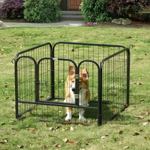 Buy Heavy Duty Dog Pens Pet Puppy Metal PlayPen 4 Panel Foldable Dog Crate Kennel Both Indoor Outdoor Use Collapsible Design 82L x 82W x 60H (cm)