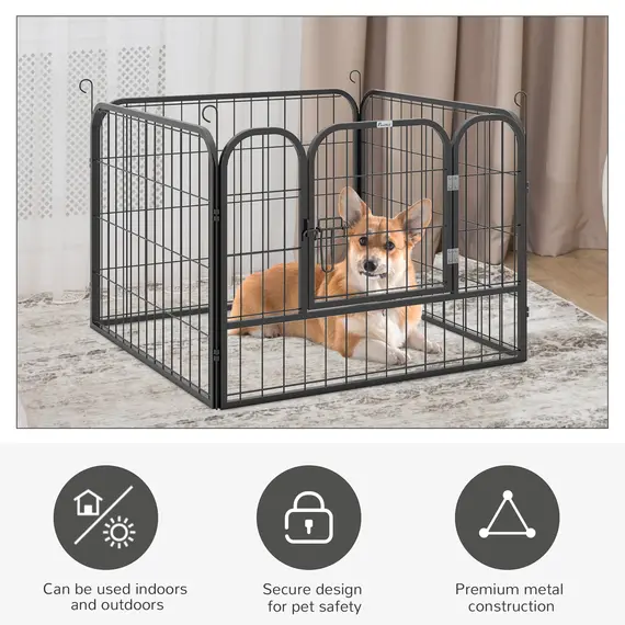 Buy Heavy Duty Dog Pens Pet Puppy Metal PlayPen 4 Panel Foldable Dog Crate Kennel Both Indoor Outdoor Use Collapsible Design 82L x 82W x 60H (cm), 5 image