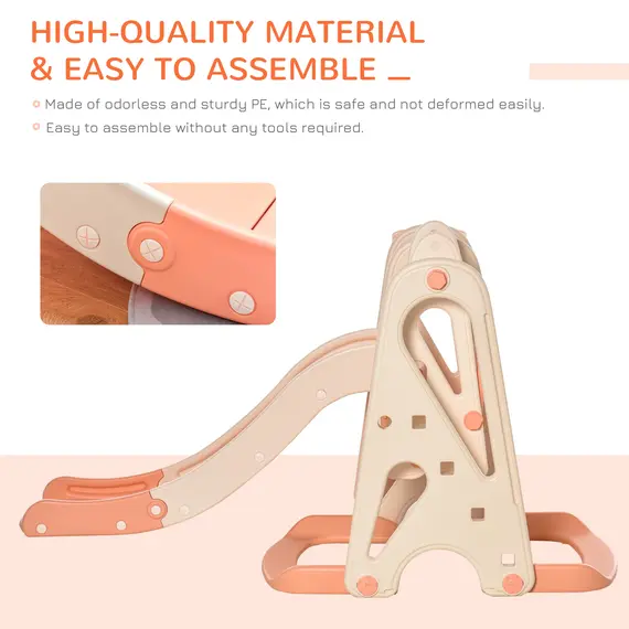 Buy HOMCOM 3 in 1 Design Kids Swing and Slide Set with Basketball Hoop Toddler Playground Play Set Fun Climber Set Activity Center Play Equipment Pink, 5 image