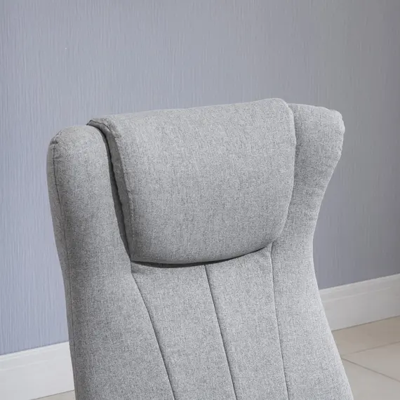 Buy HOMCOM Linen Fabric Recliner and Ottoman Set, Swivel Leisure Lounge Chair with Footstool, 135В° Adjustable Backrest and Thick Foam Padding, Light Grey, 6 image