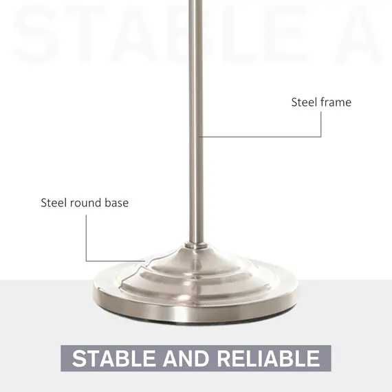 Buy Modern Steel Floor Lamp with Pleated Fabric Lampshade Floor Switch, Home Style Standing Light for Living Room, Office, White and Silver, 6 image