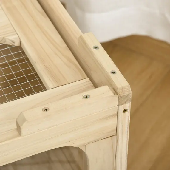 Buy PawHut Large Wooden Hamster Cage Rodent Mouse Pet Small Animal Kit Activity Center Play House for Indoor  78 x 40 x 44 cm, Natural, 6 image