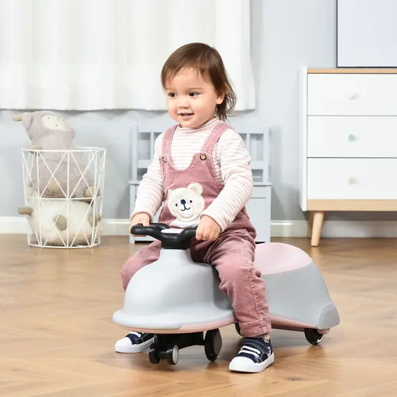 Buy Ride on Wiggle Car Dolphin Shaped w/LED Flashing Wheels, No Batteries, Gears or Pedals-Wiggle Movement to Steer, for 18-72 months Gray,Pink
