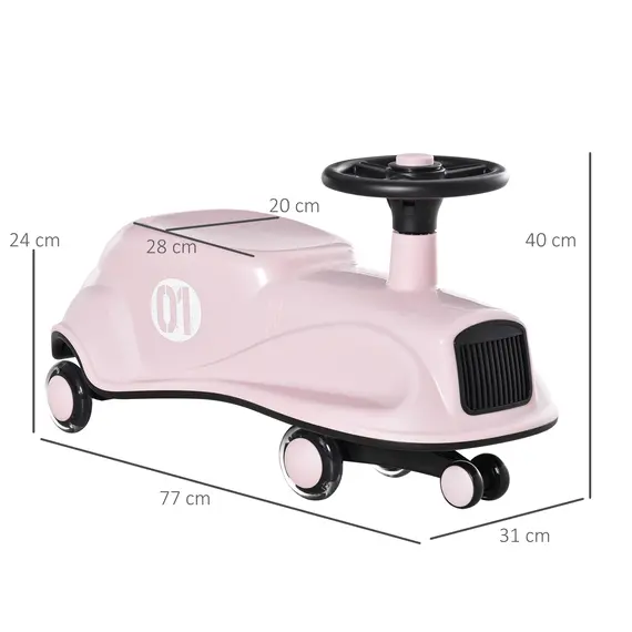 Buy Wiggle Car Ride On Toy w/LED Flashing Wheels, Swing Car for Toddlers, Gears or Pedals - Twist, Turn, Wiggle Movement to Steer, for 2-6 Years, 2 image